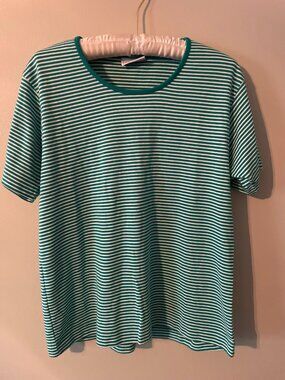 Vintage Jantzen Classic Striped Green/White Short Sleeve Shirt